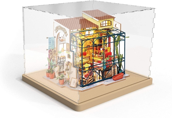 Acrylholzfuß-transparente klare Schutzabdeckung für Haus-Modell Collectibles DIY