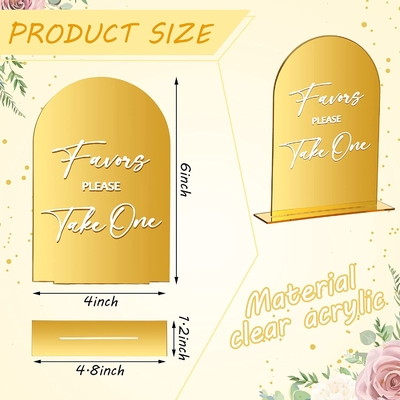 Acrylhochzeitsempfang-Zeichen des Bogen-4Pcs mit gewölbter runder Spitze