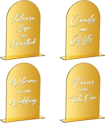 4 PC gewölbt ringsum Spitzenacrylwort-Zeichen für Hochzeitsempfang