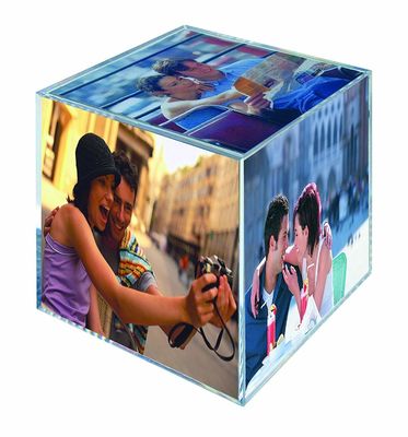 Klare Plastik6 mit Seiten versehener Acrylfoto-Würfel 3.25x3.25Inch für Geschenk